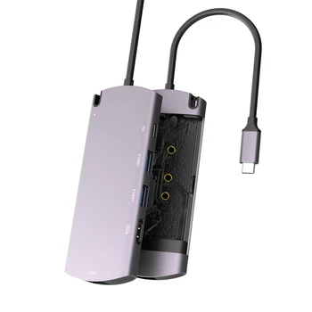 

USB3.1 Multifunctional Docking Station with Storage Support M.2NGFF Solid State Drive PD Fast Charge/RJ45/Hdmi 6 in 1