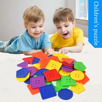 

Creative Children Wearing Rope Cultivate Hands-on and Thinking Skills Buttons Threading Game Hand-eye Coordination Toys