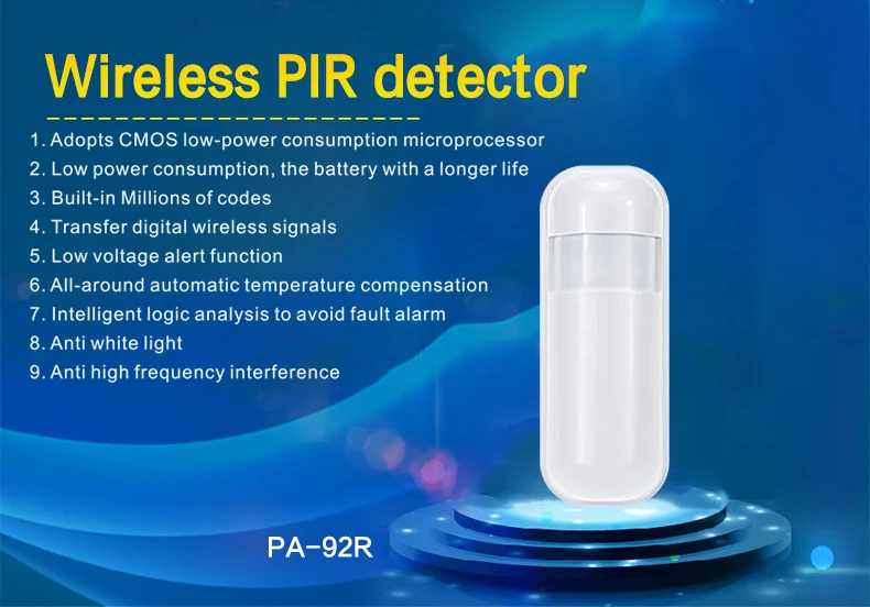 Detector De Movimento Infravermelho Sem Fio, Sistema De Alarme Doméstico, Sensor PIR, 433MHz, eV1527