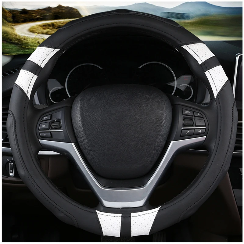3D чехол рулевого колеса автомобиля подходит для 37-38 см 14,"-15" М Размер противоскользящая кожа внутреннее кольцо Оплетка на руль автомобиля Стайлинг