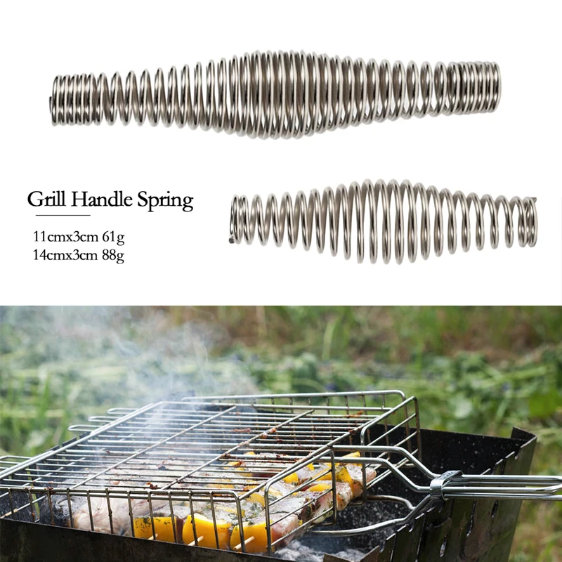 BBQ Handle Spring 11CM/14CM Smoker Wood Furnace Spring Barbecue Handle Spring Stainless Steel Kitchen Cooker Elasticity