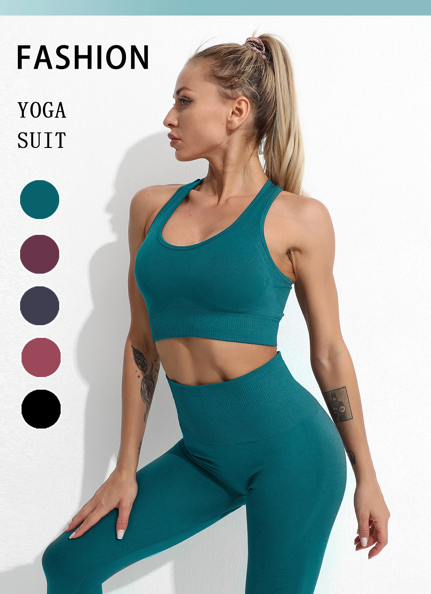 2/3/4PCS Seamless Women Yoga Set Workout Sportswear Gym Clothes Fitness Long Sleeve Crop Top High Waist Leggings Sports Suit2021