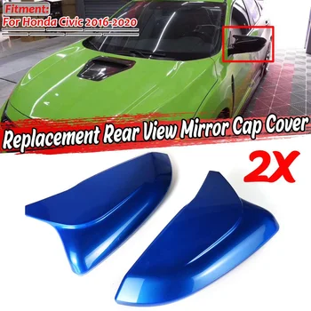 

A Pair Carbon Fiber Look/Blue Car Side Wing Rear View Mirror Cover Shell Cap Cover Replacement For Honda For Civic 2016-2020