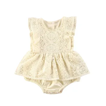 

0-24M Newborn Infant Baby Girls Lace Flower Romper Ruffles Jumpsuit Sleeveless Princess Baby Girls Clothes Birthday Costumes