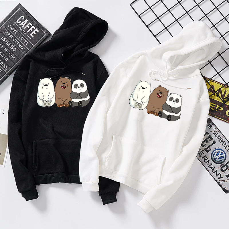 Anime Bears Printed Cute Hoodies Tops Plus Velvet Sweatshirts Coat Women Men Long Sleeve for Autumn