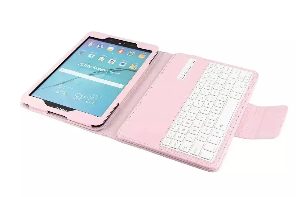 Беспроводной чехол с клавиатурой Bluetooth для samsung Tab S2 9," T815 T810 SM-T810 SM-T815 кожаный чехол со съемным рисунком личи+ подарок