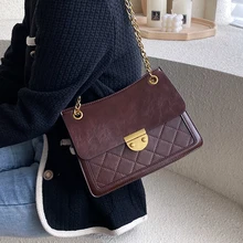 Одноцветные Сумки из искусственной кожи на плечо для женщин маленькая сумка через плечо с цепочкой женские дорожные сумки