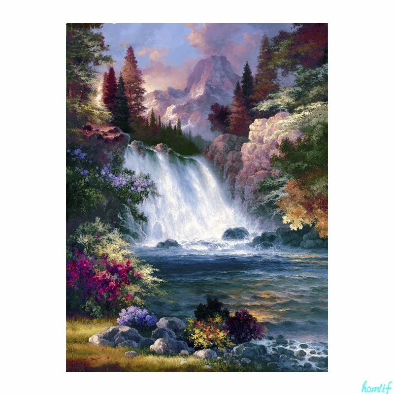 5D Diy Diamond Painting Cross Stitch Embroidery Landscape Autumn Forest Pattern Hobbies And Crafts Mosaic Kits | Дом и сад