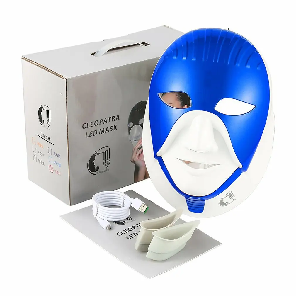 

Colorful Light LED Mask For Skin Care LED Facial Mask With Neck Egypt Style Facial Mask Photon Therapy Face Beauty Tool