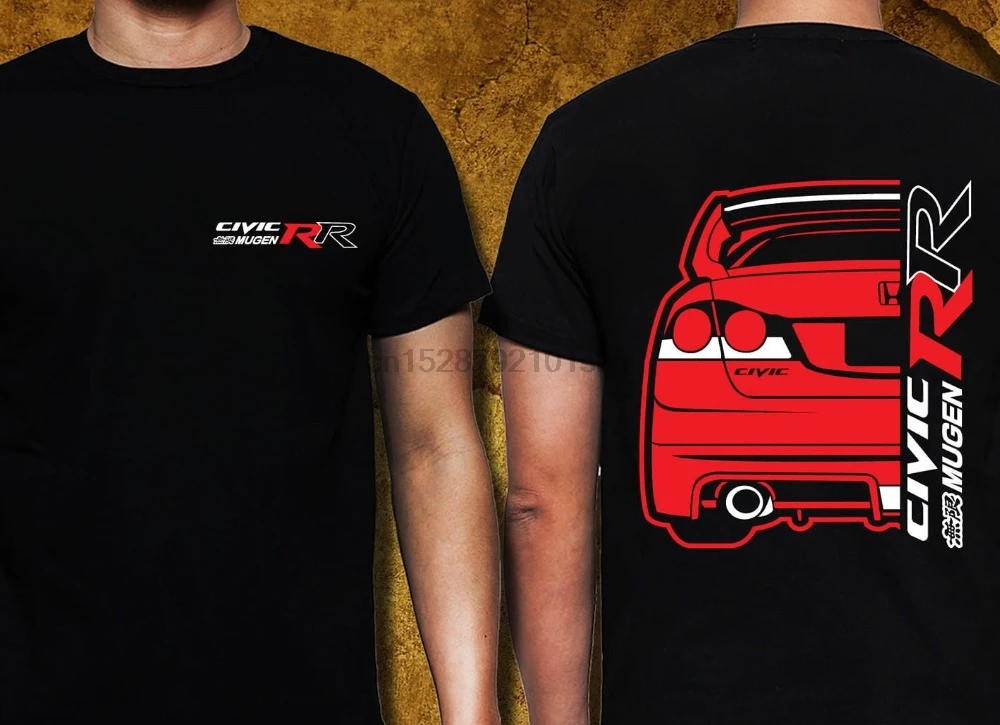 Япония автомобиль Хон Civic Mugen Rr черные мужские 2019 летние с круглым вырезом