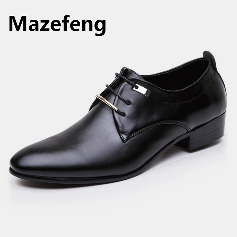 Mazefeng/официальная обувь с острым носком мужские свадебные туфли оксфорды для мужчин, модельные туфли мужские кожаные оксфорды, большие размеры 38-48