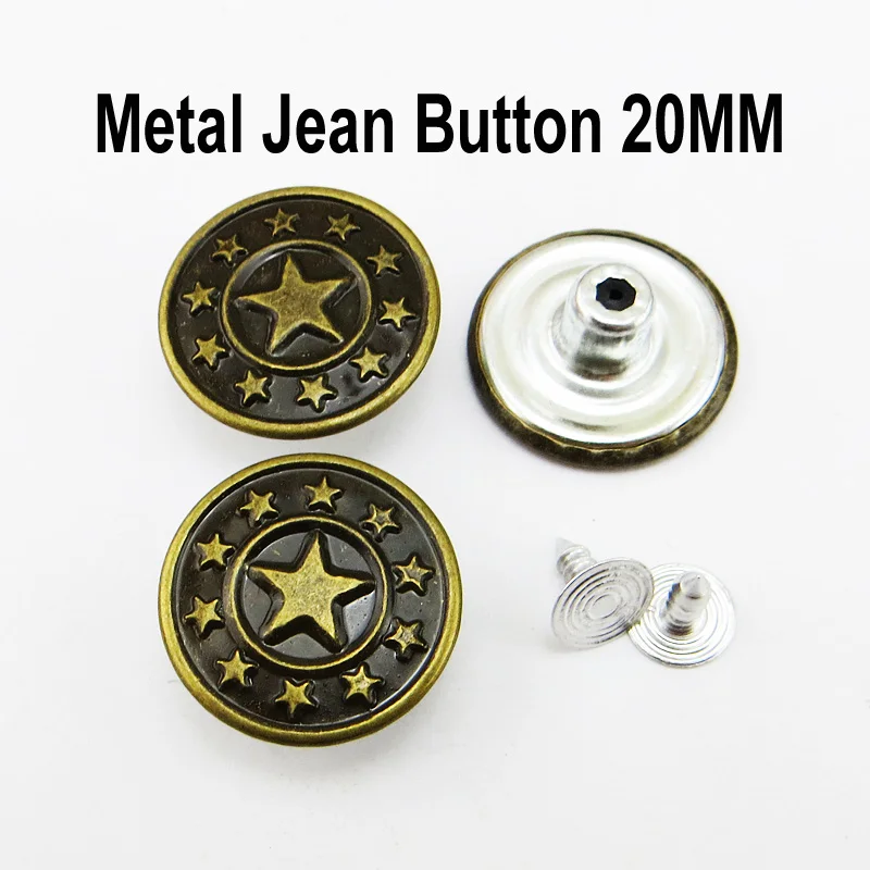 30pcs 20mm Mixed Metal Jeans Button Sewing Clothes Accessories