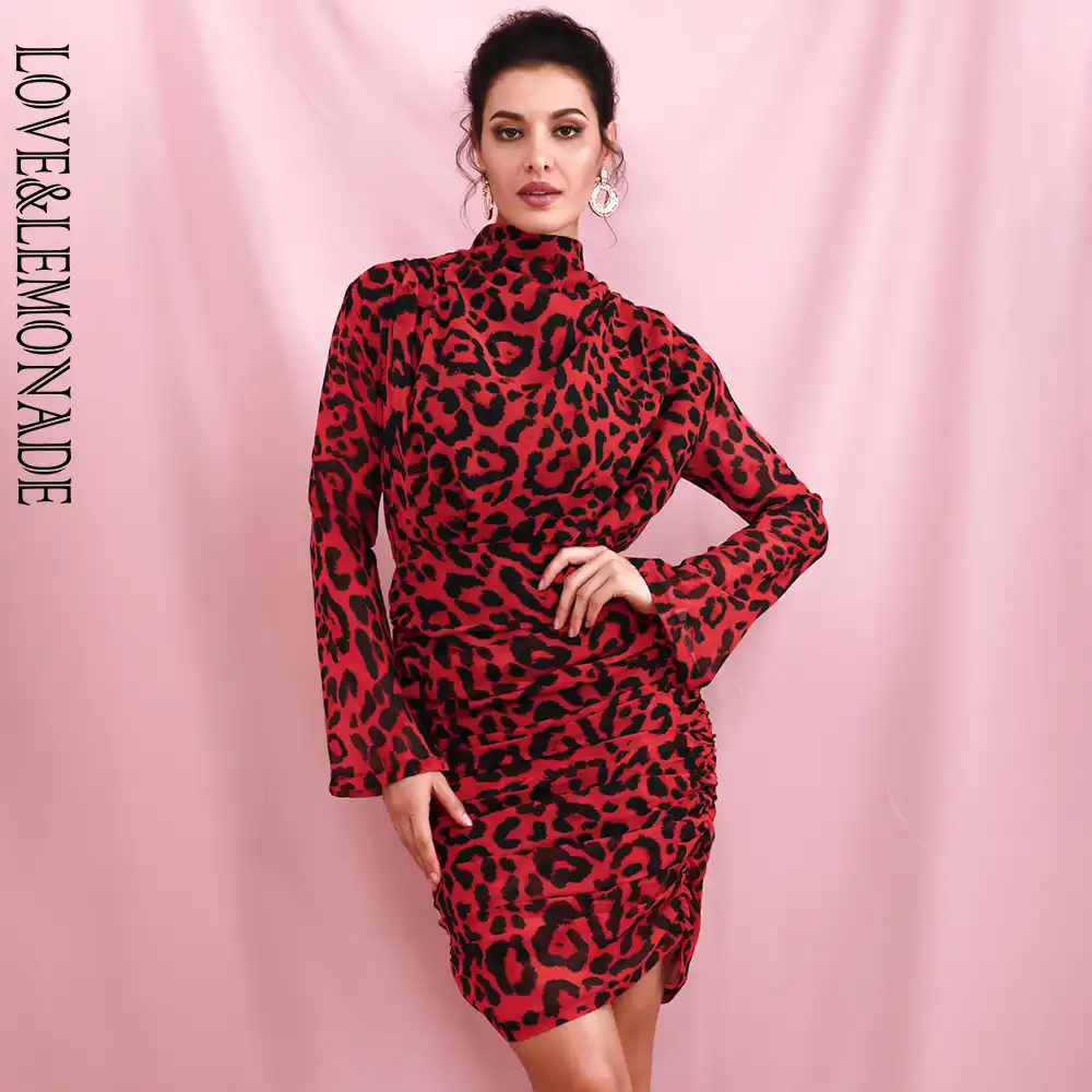 maroon long sleeve dress with a turtleneck ribboned collar