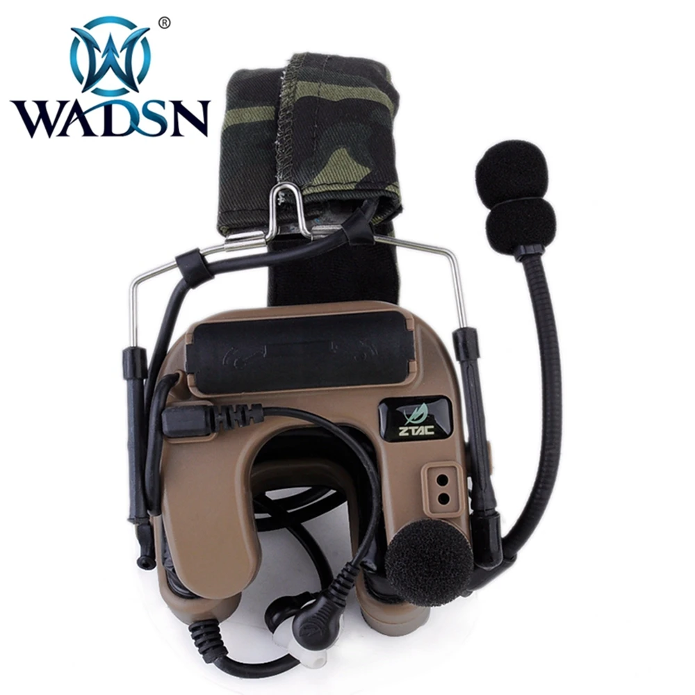 WADSN Airsoft наушники Comtac IV наушники-вкладыши с шумоподавлением авиационная тактическая гарнитура Военная вилка подходит для всех PTT Walkie Talkie Z038 - Цвет: DE-ZTAC
