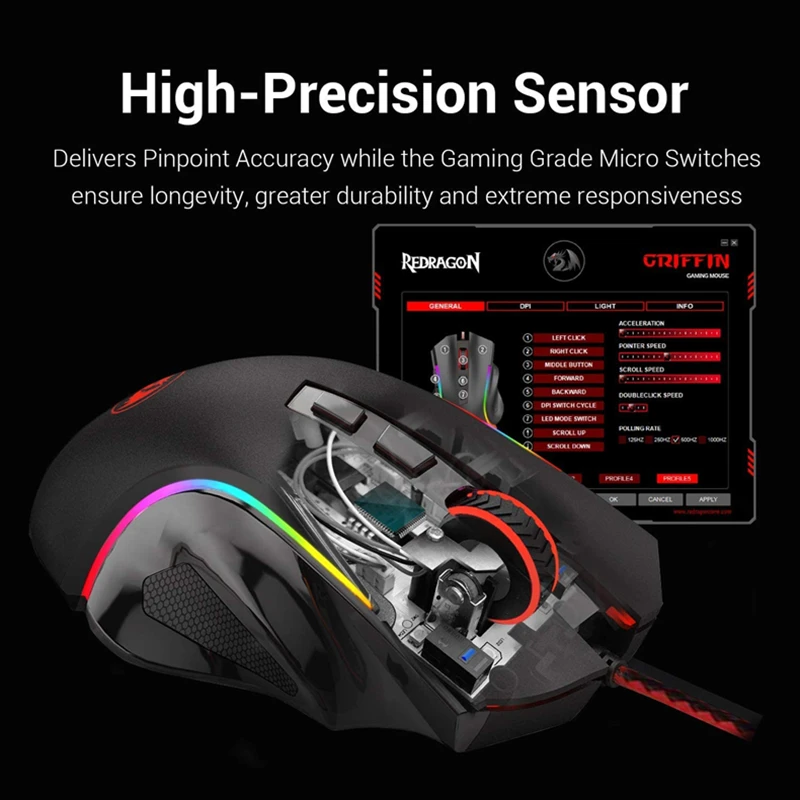 Redragon M607 игра Мышь 7200 Точек на дюйм 16 8 миллионов RBG подсветкой кнопок эргономичный