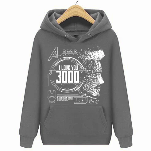 Мстители, толстовки с капюшоном, свитшоты, новые, я люблю тебя, 3000, спасибо Тони, День отца, мужские, черные - Цвет: Темно-серый
