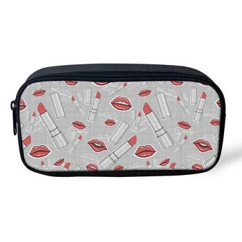 

Lipstick Lip Print Zipper Pencil Pouch Cosmetic Makeup Bag Office Supplies Travel Accessories Household Supplies