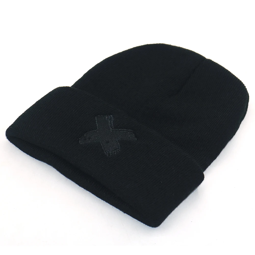 Новинка xxxtentacion, шапка с вышивкой, хлопковая шапка в стиле хип-хоп, шапка, модные черные вязаные шапочки для осени и зимы, теплые шапки унисекс - Цвет: Черный