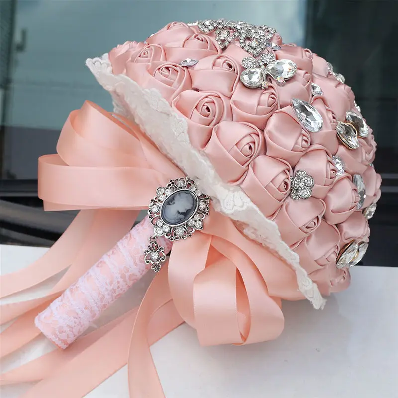 8 видов стилей разных цветов жемчужные цветы ручной работы кристалл невесты Свадебный букет Шелковая Роза украшение для свадьбы Цветы Свадебный букет