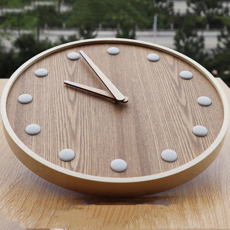 Large 3D Wall Clock Modern Design for Living Room Wood Hanging Clock Creative Wooden Watch Wall Clocks Home Decor Silent 14 inch