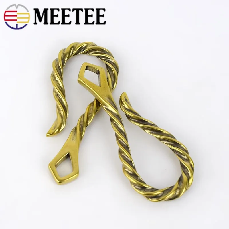 Meetee 1 шт. винтажный латунный витой крючок брелок пряжки сделай сам ручная работа
