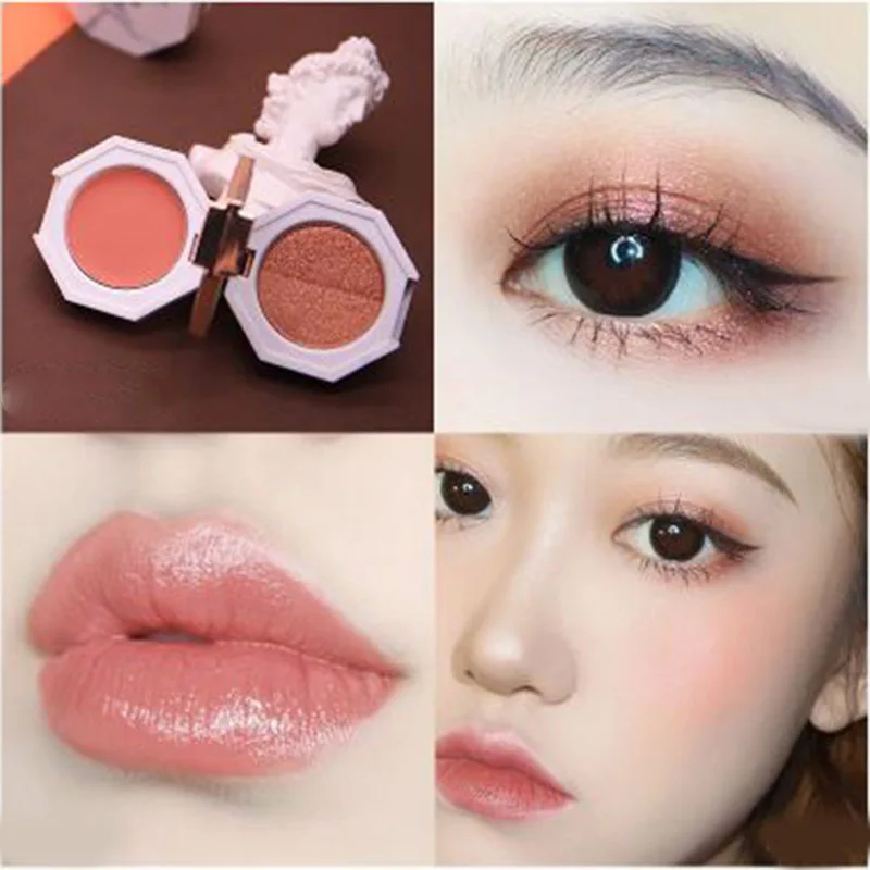 Double Layer Eyeshadow Palette Foldable Marble Effect Pearly Lustre Eye Shadow Case CJ666
