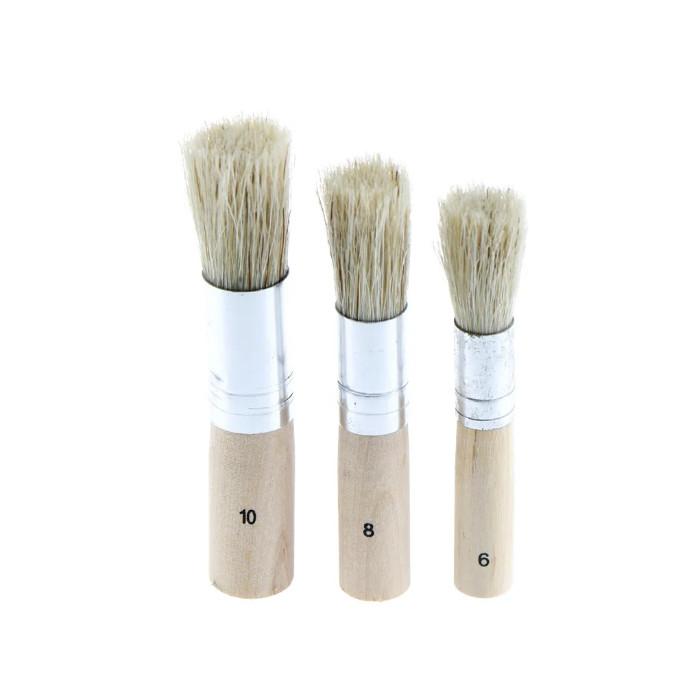 Juego de 3 unidades de pincel de madera, Cerdas de cerdo, pinceles, acuarelas pinturas al óleo, accesorios escolares