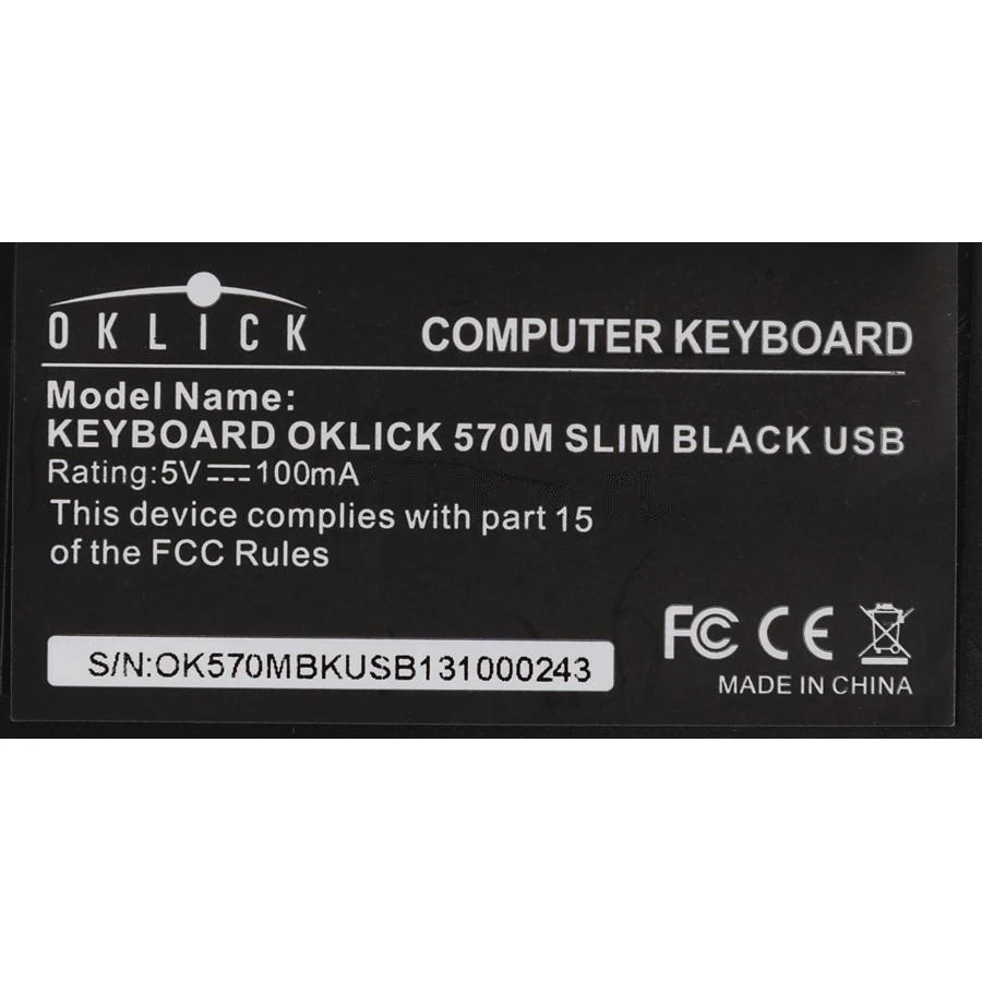 Клавиатура Oklick 570M черный USB slim Multimedia