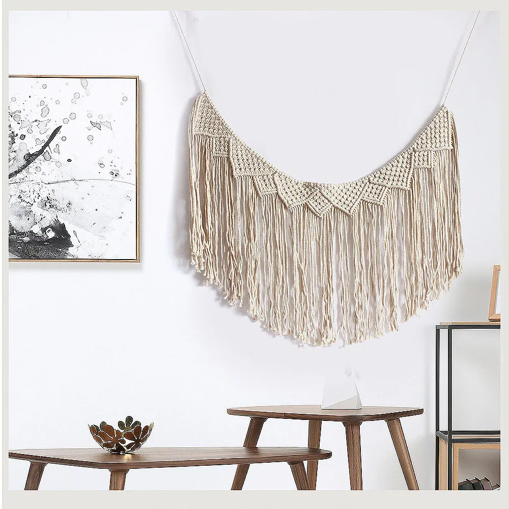 

Macrame Wall Hanging Cotton Handmade Woven Wall Tapestry Large Boho Backdrop Wall Nordic Tapestry with Tassel Home Wedding Decor