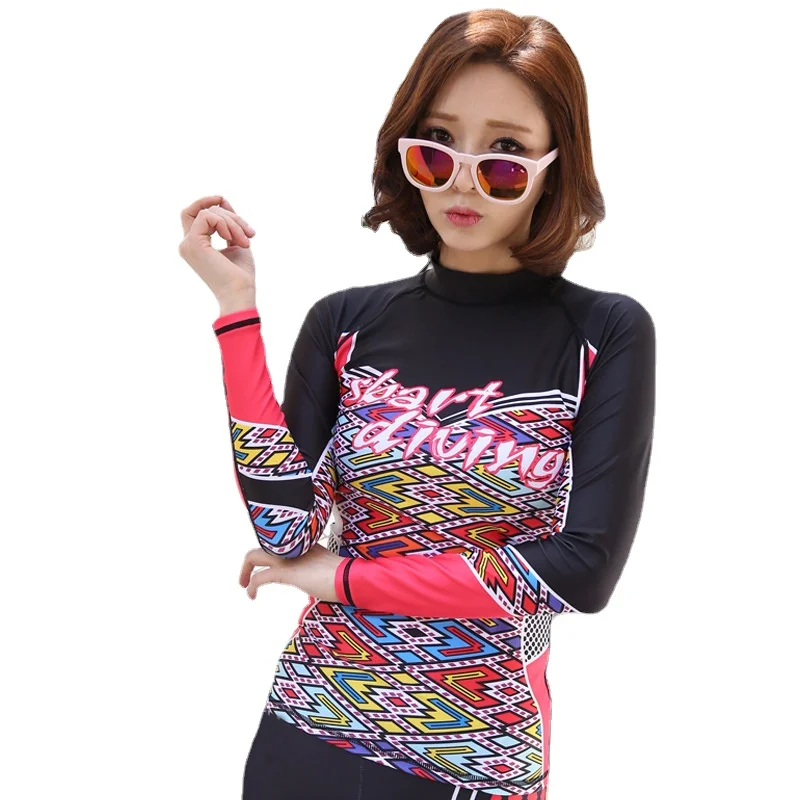 Women's Summer Beach Sun UV Protection UPF 50+ Surfing Diving Tees Woman Slim-Fit Long Sleeve Athletic Swimwear Rashguard Tops | Спорт и