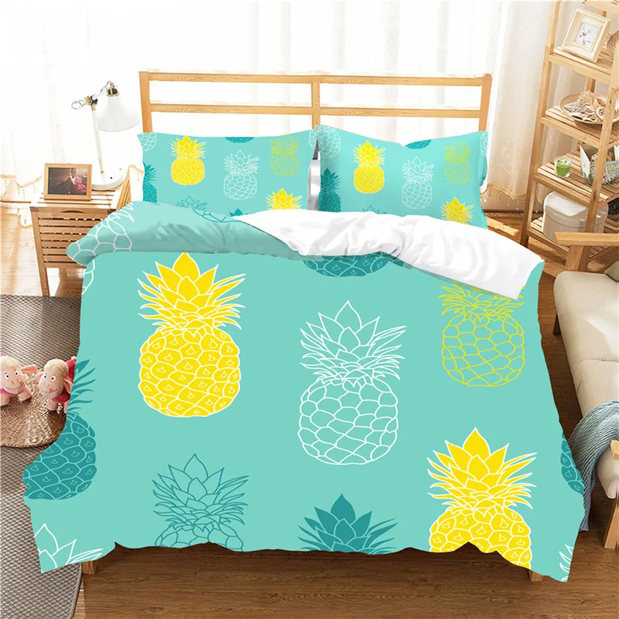 

A Bedding Set 3D Printed Duvet Cover Bed Set pineapple Home Textiles for Adults Bedclothes with Pillowcase #BL18