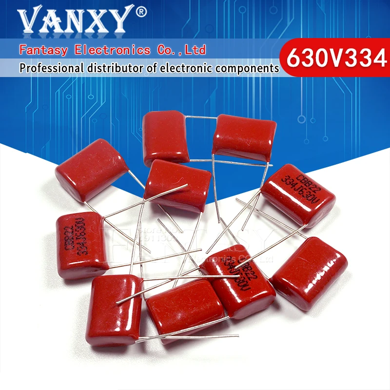 10PCS 630V334J 0.33UF Pitch 15MM 630V 334 330NF CBB Polypropylene film capacitor