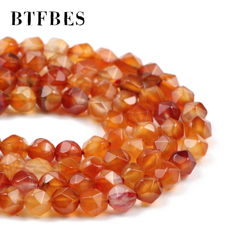 Граненые бусины-разделители из натурального красного агата для