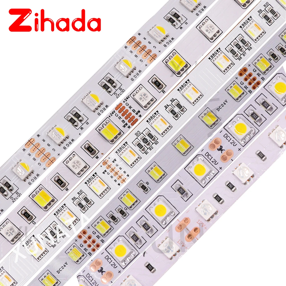 

5050 RGB LED Strip 60LEDs/m RGBW RGBWW RGB CCT White Warm White LED Light Strip Waterproof 12V LED Lighting For Indoor Home