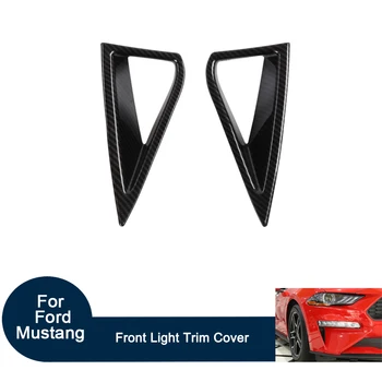 

Car Exterior Front Light Trim Cover Stickers for Ford Mustang 2018 Carbon Fiber Decorative Lamp Hoods Part Accessories 2Pcs