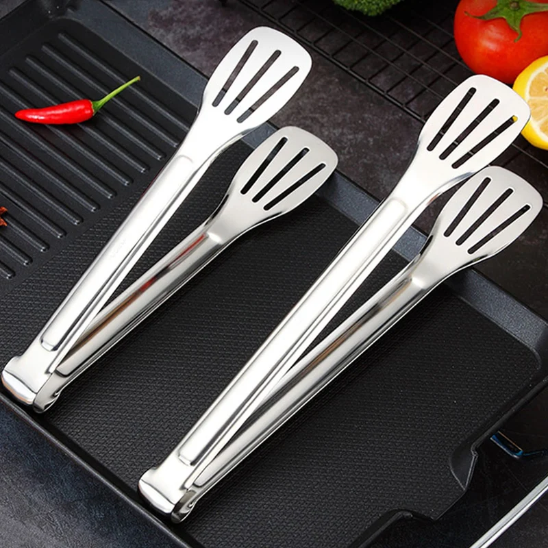 1PC Stainless Steel Kitchen Tongs BBQ Clip Food Tongs Pizza Bread Dessert Server Steak Salad Buffet Serving Clip Kitchen Tools (2)