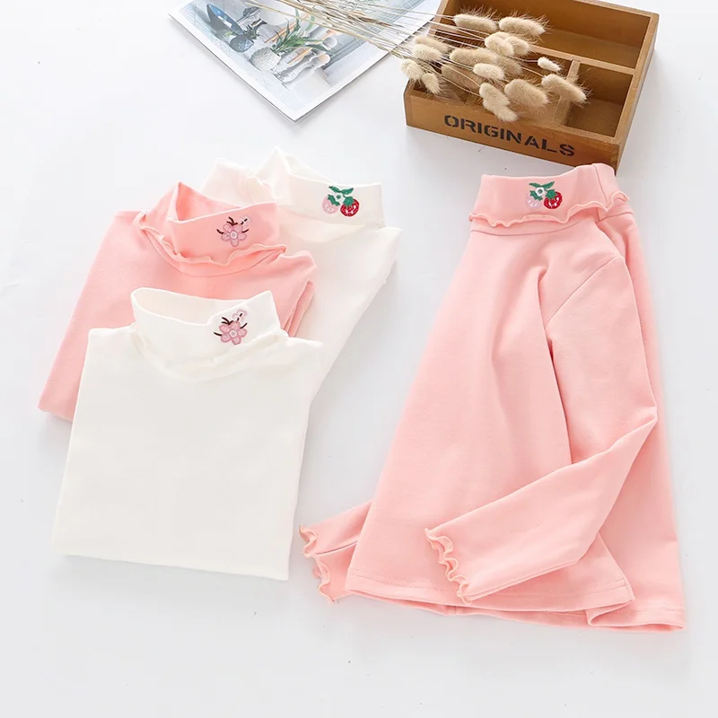 Милые Осенние футболки с длинными рукавами для маленьких девочек; Детские топы с цветочным принтом и вышивкой; Повседневная Блузка