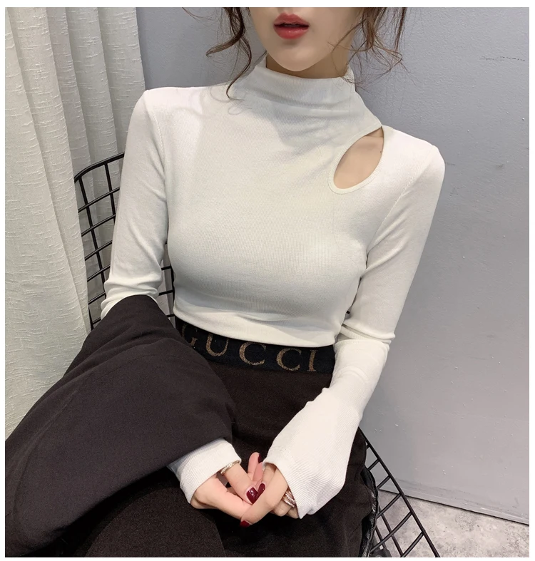 Chemisier Femme Новая модная женская одежда Топы с длинным рукавом Однотонная леопардовая блузка женская Повседневная водолазка рубашка для женщин 7668 50