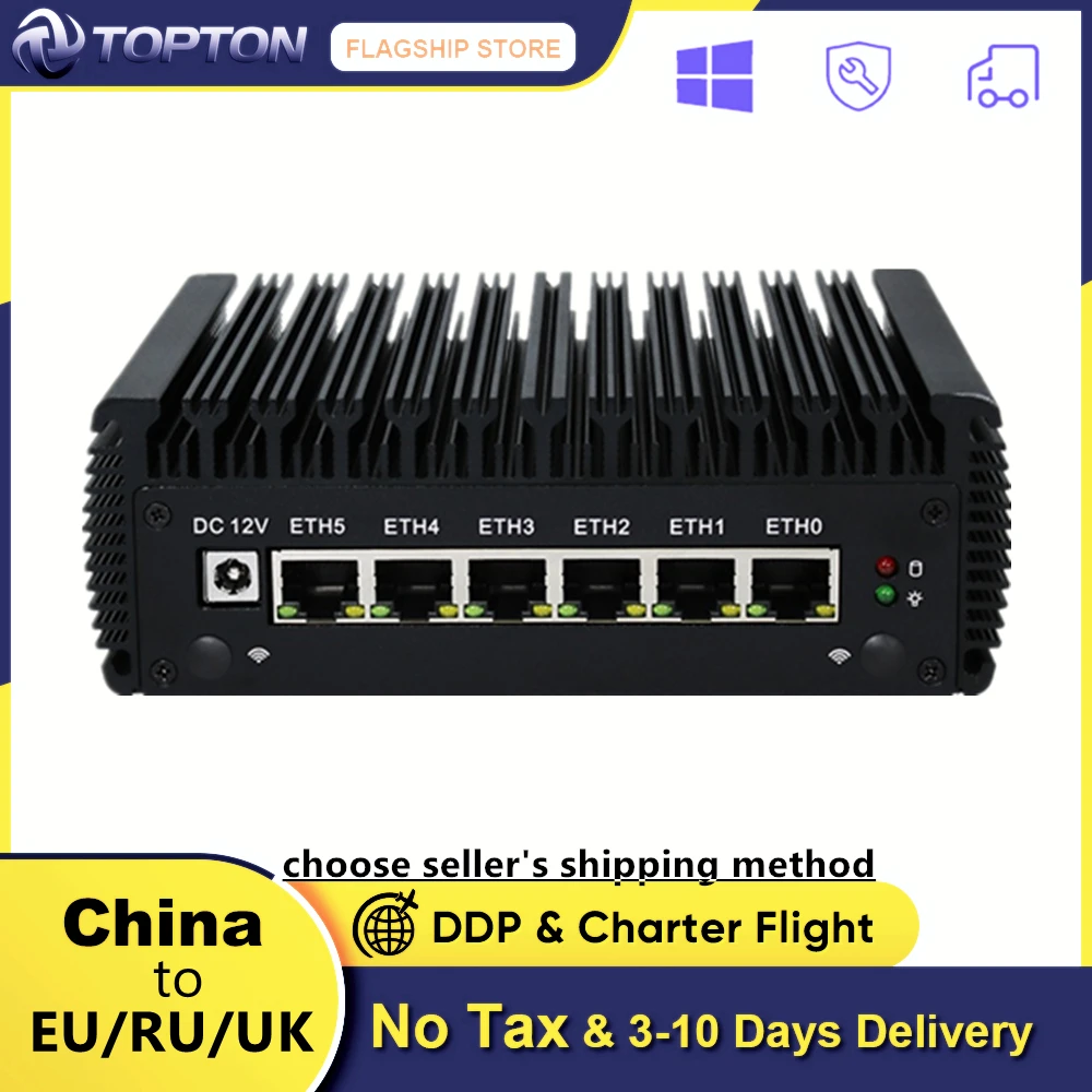 Firewall Fanless Mini PC 6 Intel Nics AES-NI 10th Gen Pentium Gold 6405U i7 i5 2*DDR4 Pfsense Router Openwrt Centos Ubuntu Vyos |