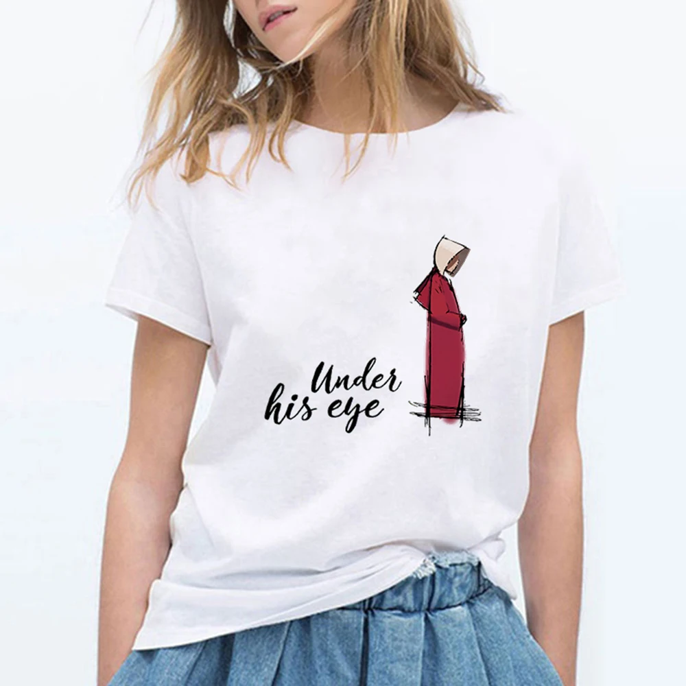 Новые женские футболки модные крутые панк повседневные Harajuku плюс размер Handmaid's Tale ТВ шоу печать Корейская одежда - Цвет: 19bk846