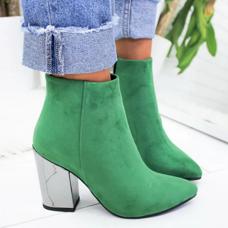 Heflashor Women Shoes Winter Autumn Women Botas Shoes Casual Women High Heels Pumps Warm Ankle Boots Mujer Zapatos Size 35-43