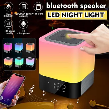 

bluetooth Speaker Touch LED Night Light 4000mAh Battery Clock Alarm Clock Pluggable Subwoofer HIFI Sound Player 5W+ Amplifier