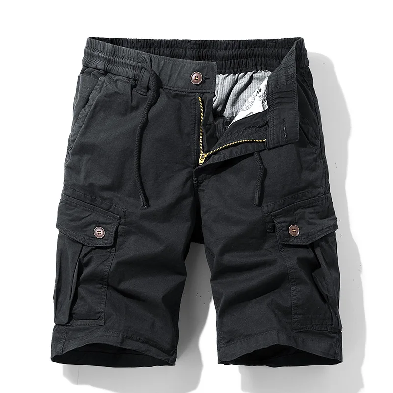 Men Summer New Premium Stretch Tactical Cotton Cargo Shorts Men Streetwear Pockets Shorts men Casual Fashion Loose Beach Shorts