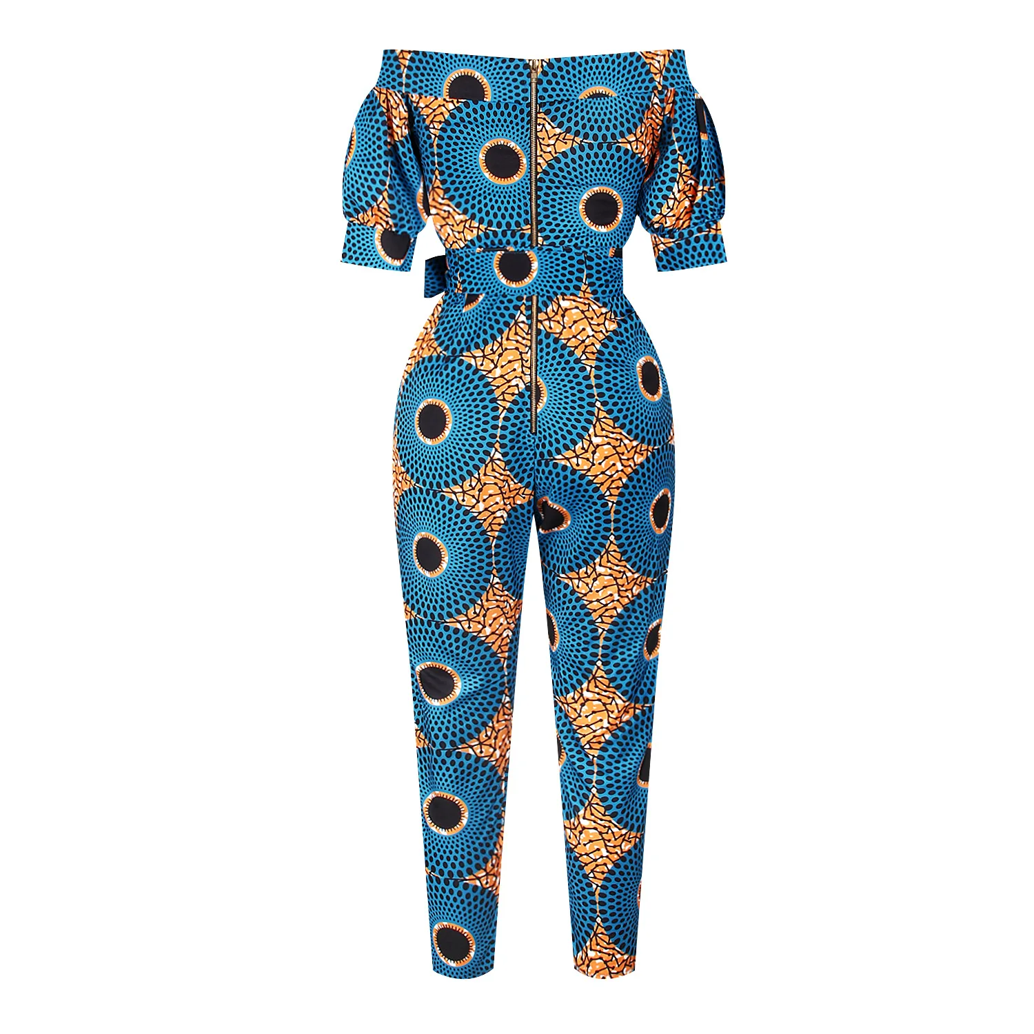 african fashion style New Summer African Printing Jumpsuit For Women Fashion Lantern Sleeves Off Shoulder Ankara Style Trousers Casual Lady Jumpsuit african outfits