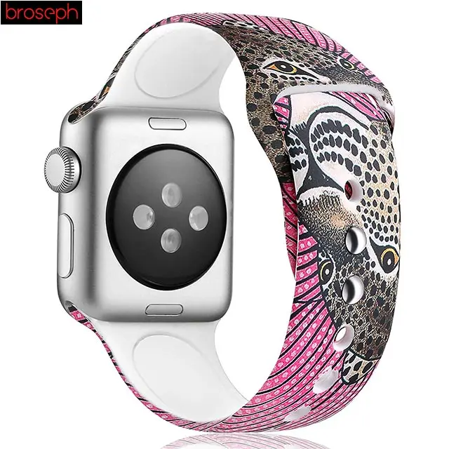 U Напечатанный ремешок для apple watch 4 band 40 мм 44 мм силиконовые ремешки для часов для iwatch 3 2 1 band 38 мм 42 мм браслет - Цвет ремешка: U