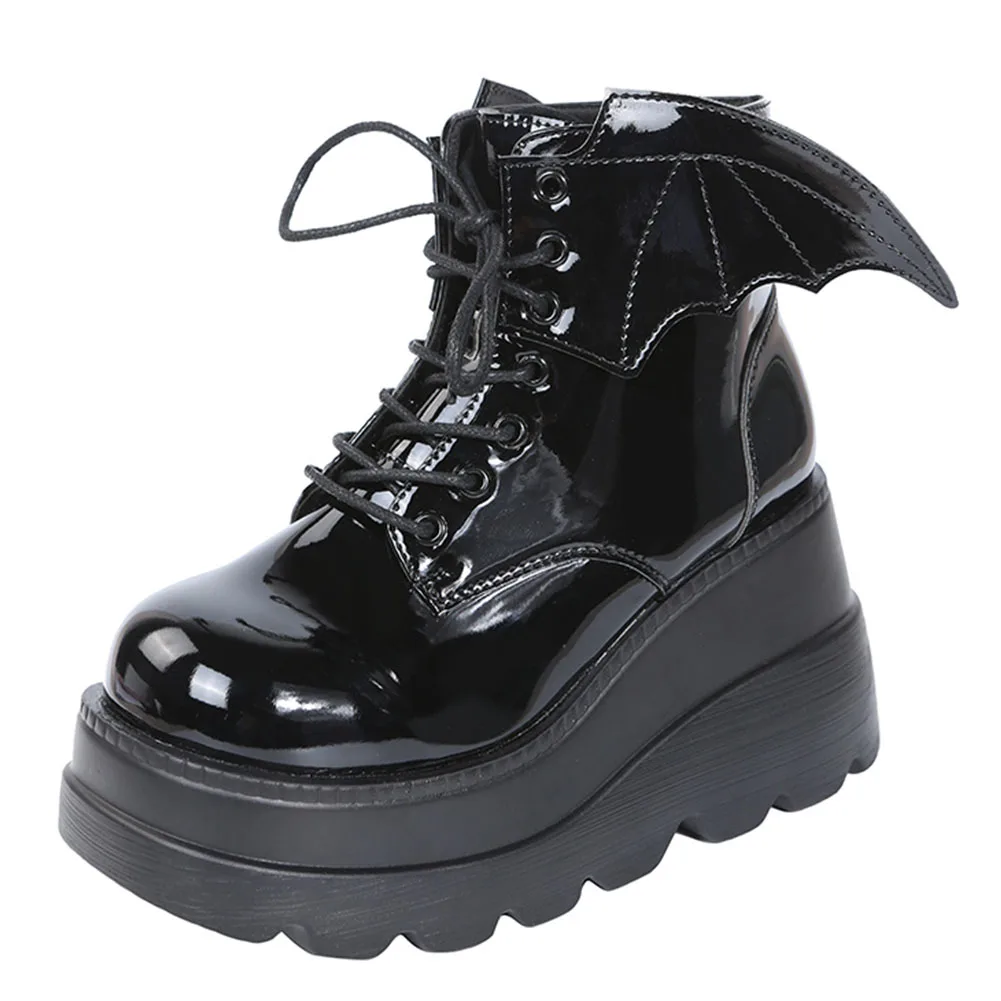 BONJOMARISA New Arrivals Brand Goth Punk Platform High Wedges Zipper Women Boots Cosplay Casual Top Quality Design Ankle Boots