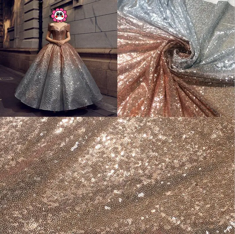 1/2 Yard 3MM Encryption Mesh Fabric Gradient Transition Sequin Wedding Dress Costume Fabrics Tablecloth | Дом и сад