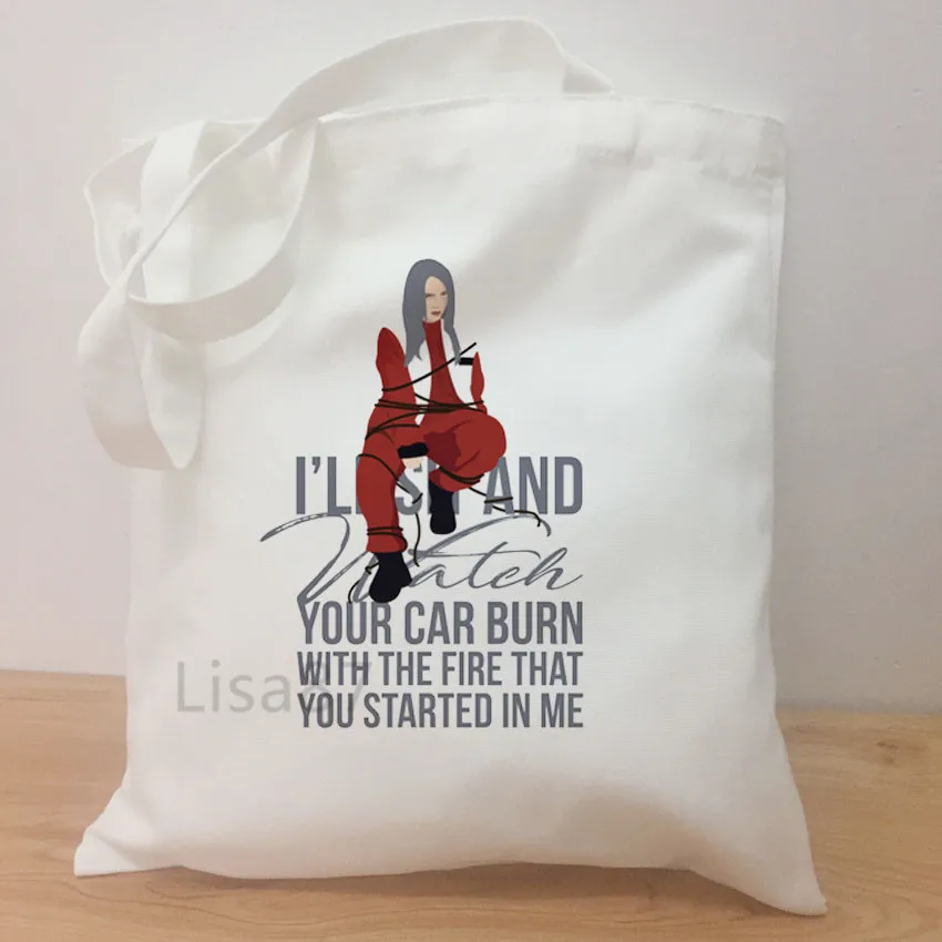 Bad Guy Billie Eilish женская сумка на плечо Повседневная парусиновая когда мы все засыпаем куда мы идём напечатанная Сумка-тоут сумка для покупок