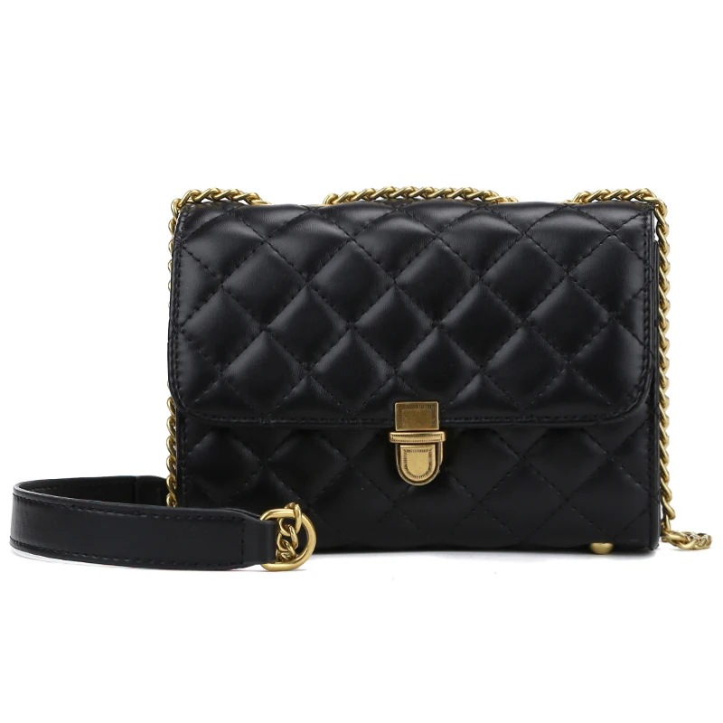 

191216 iVog New Arrival Everyday Ladies Small Crossbody Shoulder Handbag Black Quilted Chain Hand Bags for Women 2019