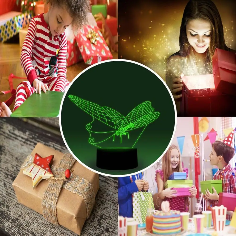 NiteApps 3D живой бабочка светодиодный ночник настольная иллюзия Лампа подарок на день рождения приложение/сенсорное управление